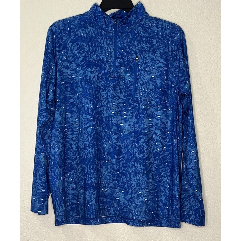 Silver Bait Fishing Shirt Men’s Sz L 1/4 Zip Vented Mesh Back Blue Zip Pocket